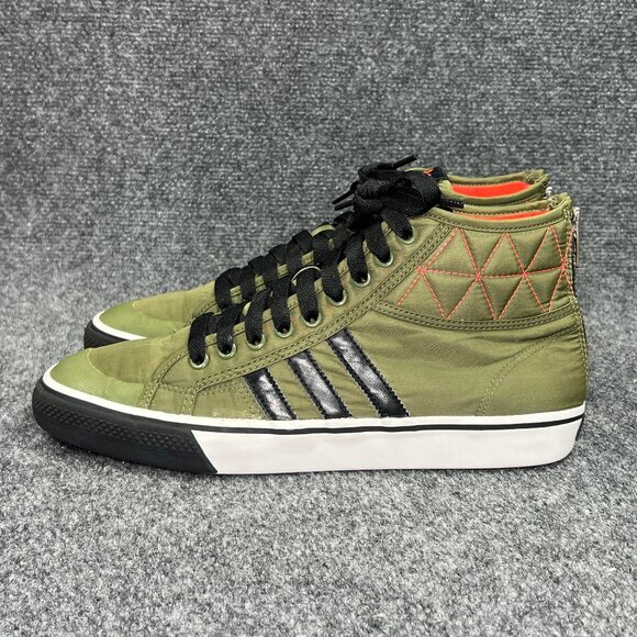 Adidas Nizza Sneakers Men's Size 10.5 Green Mid Lace Up Zip Athletic Retro Shoes - Picture 4 of 11